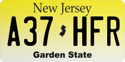 NJ license plate A37HFR