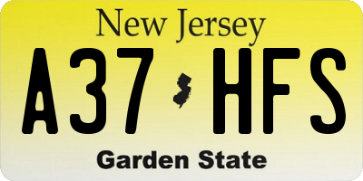 NJ license plate A37HFS