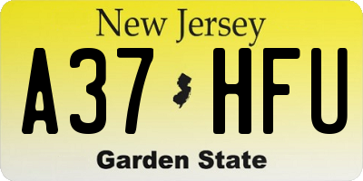 NJ license plate A37HFU