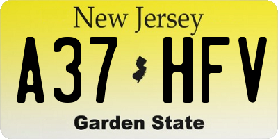 NJ license plate A37HFV
