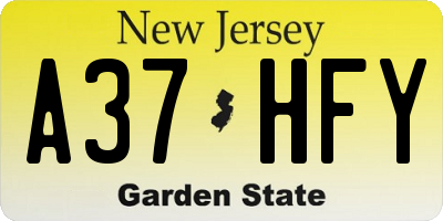 NJ license plate A37HFY
