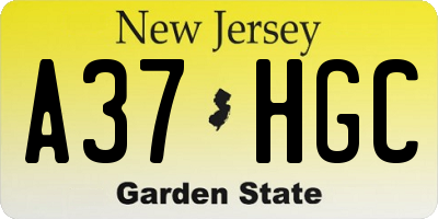 NJ license plate A37HGC