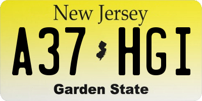 NJ license plate A37HGI