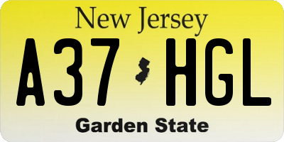 NJ license plate A37HGL