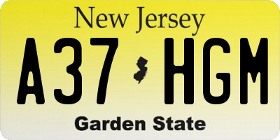 NJ license plate A37HGM