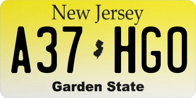 NJ license plate A37HGO