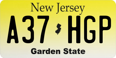 NJ license plate A37HGP
