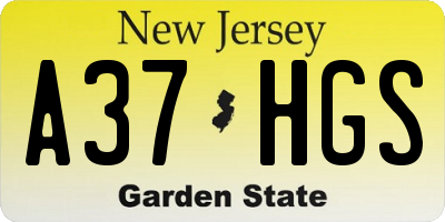 NJ license plate A37HGS