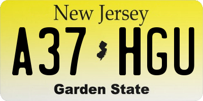 NJ license plate A37HGU
