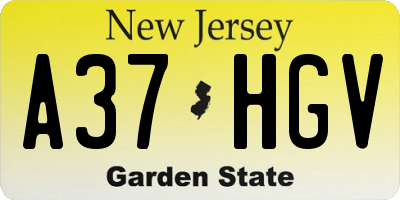 NJ license plate A37HGV