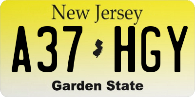 NJ license plate A37HGY