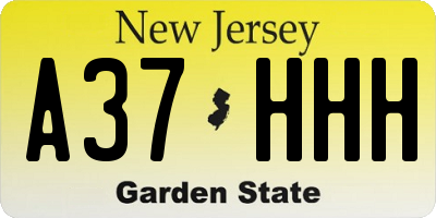 NJ license plate A37HHH