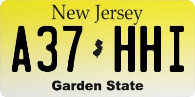 NJ license plate A37HHI