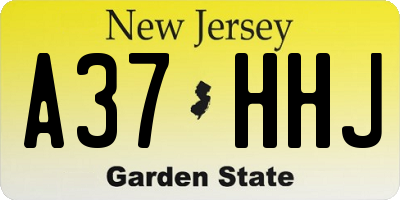 NJ license plate A37HHJ