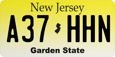 NJ license plate A37HHN