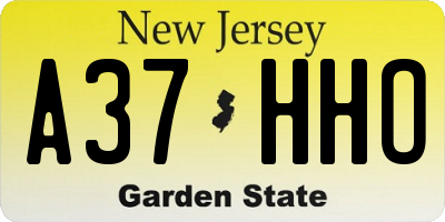 NJ license plate A37HHO
