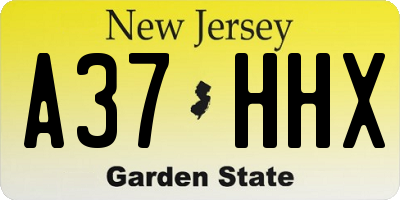 NJ license plate A37HHX