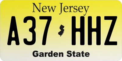 NJ license plate A37HHZ