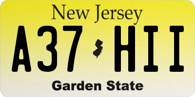 NJ license plate A37HII