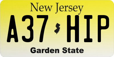 NJ license plate A37HIP