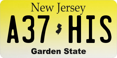 NJ license plate A37HIS