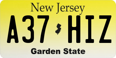 NJ license plate A37HIZ