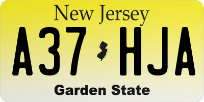 NJ license plate A37HJA