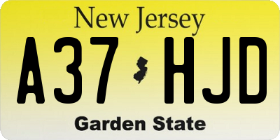 NJ license plate A37HJD