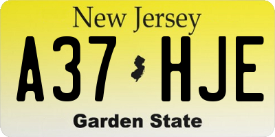 NJ license plate A37HJE