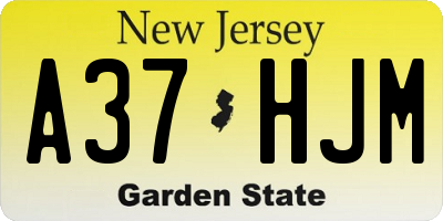 NJ license plate A37HJM