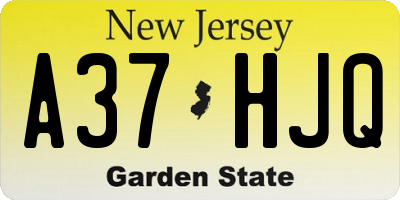 NJ license plate A37HJQ