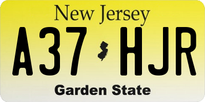 NJ license plate A37HJR