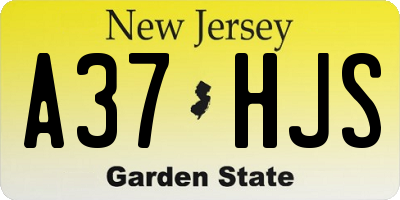 NJ license plate A37HJS
