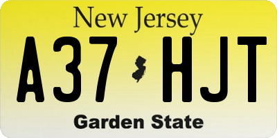 NJ license plate A37HJT