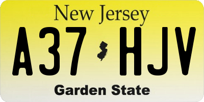 NJ license plate A37HJV