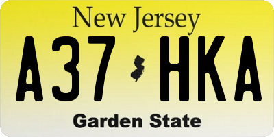 NJ license plate A37HKA