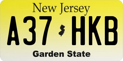 NJ license plate A37HKB