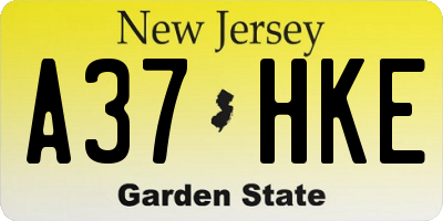 NJ license plate A37HKE
