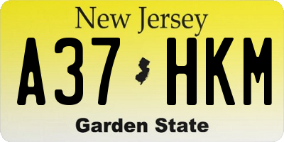 NJ license plate A37HKM