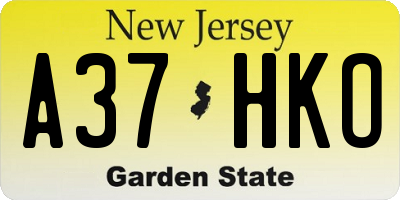 NJ license plate A37HKO