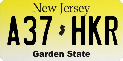 NJ license plate A37HKR