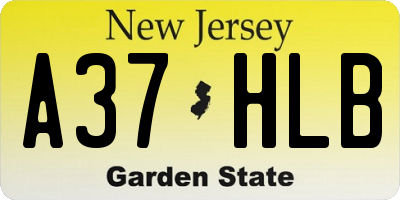 NJ license plate A37HLB