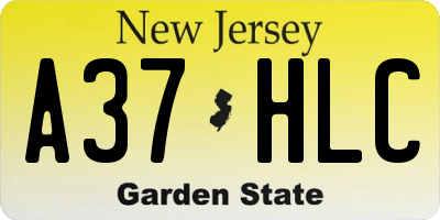 NJ license plate A37HLC