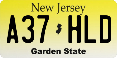 NJ license plate A37HLD