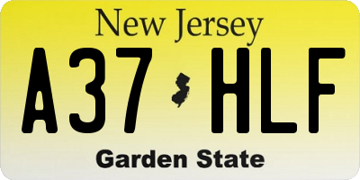 NJ license plate A37HLF