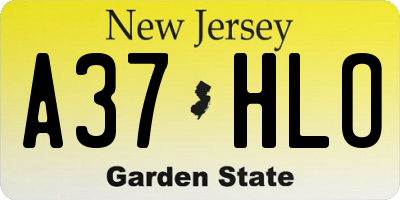 NJ license plate A37HLO