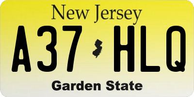NJ license plate A37HLQ