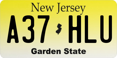 NJ license plate A37HLU