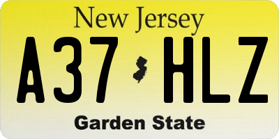 NJ license plate A37HLZ
