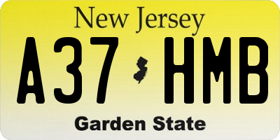 NJ license plate A37HMB